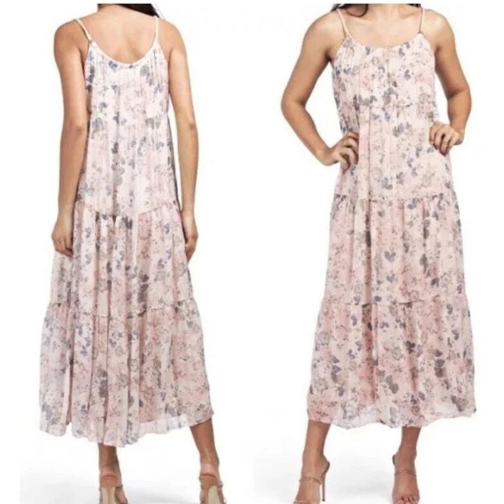 Elena Baldi Silk Blend Tiered Midi‎ Dress